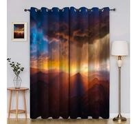 BSYYZQC Tende per Interni Montagne Illuminate Tenda Camera da Letto 3D Paesaggi Naturali Tende Oscuranti Termiche Isolanti Con Occhielli 2 Pezzi L 117 x A 137 cm Per Soggiorno Cucina Decorazione Casa