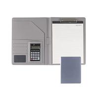 BSZCXBVMP A4 Portadocumenti da Viaggio Personale per Confere Organizer portablocco in pelle PU A4 con opzioni calcolatrice in multicolore(Silver Grey,8digit calculator)