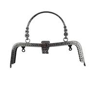 BSZCXBVMP Strutture Metalliche per borsette, Cornici for Borse in Metallo 2 Pezzi 20 cm a Forma di M Foglia goffratura Multicolore Chiusura a Bacio Hardware Fai da Te(Schwarz)