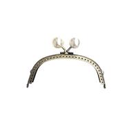 BSZCXBVMP Strutture Metalliche per borsette, Portamonete in Metallo 2 Pezzi Portafoglio con Perle Borsa Fai da Te Chiusura ad Arco a Bacio(2)