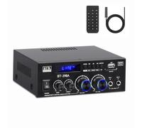 BT-398A Amplificatore Audio, Amplificatore Bluetooth 5.0 2.0 Canale 60W+60W Potenza nominale Mini Altoparlanti Amplificatori Sonori Digitali FM Radio USB SD Card per Sistema Audio Home Theater