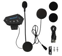BT12 Auricolare 5.0 Bluetooth Moto, Accessori Altoparlanti Moto con Sistema Comunicazione Mani Libere e Funzione Riduzione Rumore, Interfono Casco per Sci, Arrampicata, Equitazione, Ciclismo (Nero)