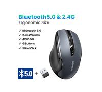 (BT5.0 e 2.4G Nero) Mouse wireless UGREEN Mouse Bluetooth 5.0 ergonomico 4000 DPI 6 pulsanti di disattivazione