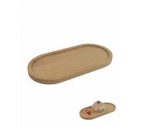 BTACGWP 1 pz Vassoio in Bambù Ovale, 19,5x9,5x1 cm | Base Antiscivolo e Finitura Naturale Trattata, Ideale per Servizio a Letto, Relax in Bagno o Organizer Scrivania Elegante