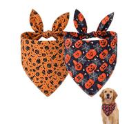 BTACGWP 2Pcs Bandana Regolabile per Cani con Motivo Strega e Zucca per Cani Piccoli, Medi e Grandi, Costume per Halloween