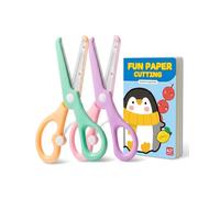 BTACGWP Forbici Sicurezza Bambini, 2 Pezzi + 1 Libro Esercizi, Punta Tonda per Taglio Sicuro, Potenzia Motricità Fine e Autostima, Kit Educativo Pratico per Vescolari e Asili (2-4 Anni)