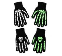 BTACGWP Guanti Scheletro Unisex Fosforescenti per Halloween Costume Grim Reaper Accessorio Horror per Adulti e Bambini (Nero)