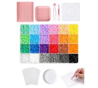 BTACGWP Perline Termoadesive Mini 8400 Pezzi, 24 Colori, Set di Perline da Stirare 2,6 mm con Piastra, Pinzette e Carta da Stiro, per Pixel Art e Decorazioni DIY
