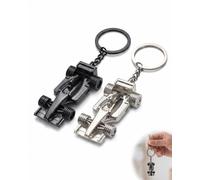 BTACGWP Portachiavi F1, 2 Pezzi (Nero + Argento), Modellino Auto Racing in Metallo, Accessorio Compatto e Regalo Ideale per Appassionati di Corse