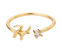 BTAKANPP Delicati anelli di promessa per lei, con lettera iniziale, anello aperto con diamante e strass, anello da donna grande (H, taglia unica)