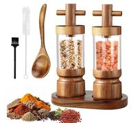 BTBHIHO 2 macinapepe nero, nucleo in ceramica, ad alta durezza, macinapepe manuale, si può regolare in grovigliezza e finezza, macinino sale con una base e un cucchiaio