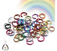 BTBTB Anelli di congiunzione Colorati da 6 mm, 8 mm e 10 mm, 300 Pezzi Multicolore Aperti e divisi, connettori for Gioielli Fai da Te, Dotati di Strumenti(Dark Gold,8mm)