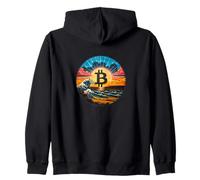 BTC Bitcoin in Aumento Le Onde di valuta crittografica incontrano l'alba Felpa con Cappuccio