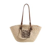 BTCHING Borsa Paglia Borsa Di Paglia Di Grande Capacità Borsa Tessuta A Mano Tote Bag Da Spiaggia-Bianco