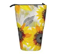 BTCOWZRV Astuccio portamatite con girasoli astratti, grazioso astuccio telescopico per cancelleria, trucco, cosmetici, borsa per donne e ufficio