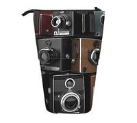 BTCOWZRV Astuccio telescopico per penne e cosmetici, collezione retrò, con supporto per fotocamera, per donne e ufficio