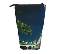 BTCOWZRV Astuccio telescopico per penne e cosmetici, con Torre Eiffel e ponte sul fiume, per donne e ufficio