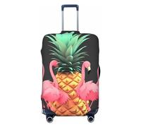 BTCOWZRV Copertura per bagagli da viaggio, alla moda, con stampa di ananas e fenicotteri, lavabile, adatta per bagagli da 45,7 a 81,7 cm, nero, Large