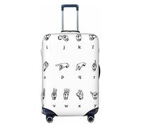 BTCOWZRV Copertura per bagagli da viaggio alla moda per valigia, protezione per valigie con linguaggio dei segni dell'alfabeto, lavabile, adatta per bagagli da 18 a 32 pollici, nero, X-Large