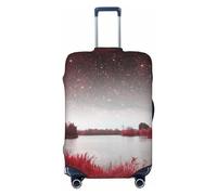 BTCOWZRV Copertura per bagagli da viaggio, alla moda, protezione per valigie con stampa di paesaggi rossi stellati, lavabile, adatta per bagagli da 45-81 cm, nero, Large