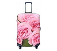 BTCOWZRV Copertura per bagagli da viaggio alla moda, protezione per valigie con stampa di rose rosa fresche, lavabile, adatta per bagagli da 45-81 cm, nero, Small