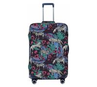BTCOWZRV Copertura per bagagli da viaggio alla moda, protezione per valigie, motivo leopardato bianco, zebrato, lavabile, per valigie da viaggio, adatta per bagagli da 18 a 32 pollici, nero, X-Large