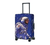 BTCOWZRV Copertura per bagagli elastica lavabile valigia Protector astronauta nero su blu Coperture per valigie per bagagli 45-81 cm Coperture per bagagli da viaggio portatili Manica antipolvere