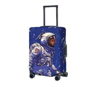 BTCOWZRV Copertura per bagagli elastica lavabile valigia Protector astronauta nero su blu Coperture per valigie per bagagli 45-81 cm Coperture per bagagli da viaggio portatili Manica antipolvere
