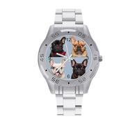 BTCOWZRV Orologio da polso da uomo con bulldog francese, in lega, analogico, alla moda, facile da leggere, per lavoro, sport, casual, per marito, papà, compleanno, anniversario