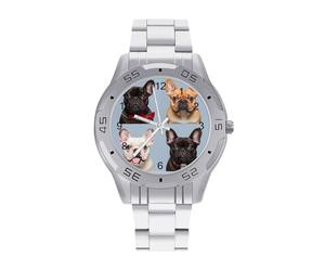 BTCOWZRV Orologio da polso da uomo con bulldog francese, in lega, analogico, alla moda, facile da leggere, per lavoro, sport, casual, per marito, papà, compleanno, anniversario