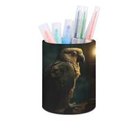 BTCOWZRV Portapenne Astuccio in piedi Parrot Accanto alla lampada Astuccio rotondo Portamatite in pelle PU Astuccio per matite Astuccio per cancelleria per ufficio Organizer in piedi Astuccio