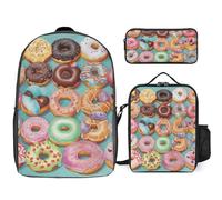 BTCOWZRV Set zaino con astuccio per penne e borsa termica per il pranzo per uomo e donna, grande capacità, zaino da viaggio casual con cinghie regolabili, zaino per computer, bianco, Taille unique,