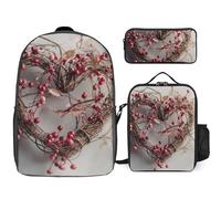 BTCOWZRV Set zaino con astuccio per penne e borsa termica per il pranzo per uomo e donna, grande capacità, zaino da viaggio casual con cinghie regolabili, zaino per computer, bianco, Taille unique,