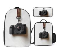 BTCOWZRV Set zaino con astuccio per penne e borsa termica per il pranzo per uomo e donna, grande capacità, zaino da viaggio casual con cinghie regolabili, zaino per computer, bianco, Taille unique,