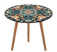 BTCOWZRV Tovaglia con motivo retrò, impermeabile, antiolio, per tavoli da 101,6 a 129,5 cm, elasticizzata, senza pieghe, tovaglia rotonda per feste, matrimoni, sala da pranzo, banchetti