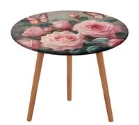 BTCOWZRV Tovaglia rotonda con fiori e farfalle, impermeabile, antiolio, per tavoli da 101,6 a 129,5 cm, elasticizzata, senza pieghe, per feste, matrimoni, sala da pranzo, banchetti
