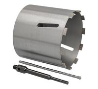 BTEC Corona di perforazione diamantata per calcestruzzo, lunghezza utile 180 mm, per carotaggio in calcestruzzo, muratura, mattoni, poroton, ecc. SDS-plus long (200 mm) - Punta e punta di centraggio Ø
