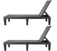 BTEXPERT Set di 2 sedie pieghevoli da giardino, chaise longue da esterno, sdraio reclinabili, schienale regolabile, per piscina, spiaggia, prendere il sole, impermeabile, nero 2