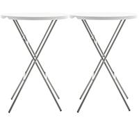 BTEXPERT Set di 2 tavoli pieghevoli rotondi in plastica da 2,63 m, per interni ed esterni, per patio, cortile, sala da pranzo, feste di nozze, eventi, casa, cucina, colore: bianco