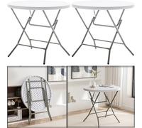 BTEXPERT Set di 2 tavoli rotondi in plastica da 76,2 cm di altezza, pieghevoli, portatili, per banchetto, biglietti, caffè, pranzi, matrimoni, feste, eventi, casa, cucina, esterni, struttura in