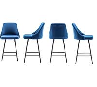 BTEXPERT Set di 4 sgabelli imbottiti da bar con schienale alto da 63,5 cm, in velluto blu (5125-4)