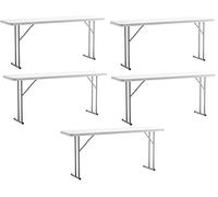 BTEXPERT Set di 5 tavoli da seminari pieghevoli lunghi in plastica granito da 1,8 m x 18,8 cm, portatili, larghi 45,7 cm, altezza 73,7 cm, per eventi interni ed esterni, leggeri