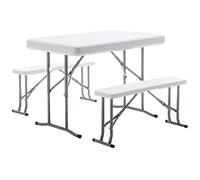 BTEXPERT Tavolo da picnic pieghevole in plastica resistente e portatile, con due panche, per feste, camper, patio, eventi, campeggio, attività all'aperto, uso commerciale, casa, giardino