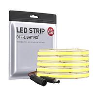BTF-LIGHTING FCOB COB IP65 Striscia LED flessibile ad alta densità a luce uniforme 14W/m 5M DC24V Bianco caldo 3000K 2400LED CRI 90+ 8mm Nastro LED per decorazione (senza adattatore o controller)