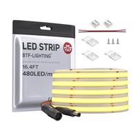 BTF-LIGHTING FCOB COB LED Strip Flexible High Density Uniform Light 9W/m 16.4FT DC12V Natural White 4000K CRI 90+ 8mm Width Dimmable LED Ribbon for Indoor Decoration(No Adapter or Controller)