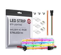 BTF-LIGHTING FCOB COB RGB WS2811 IC Indirizzabile Striscia LED DC24V 3m 576LEDs/M 16W/M 10mm Bianco PCB Inseguimento Colore Flessibile Corda LED IP66 Impermeabile Per Uso Interno(Solo Striscia)