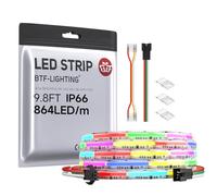 BTF-LIGHTING FCOB COB RGB WS2811 IC Indirizzabile Striscia LED DC24V 3m 864LEDs/M 26W/M 12mm Bianco PCB Inseguimento Colore Flessibile Corda LED IP66 Impermeabile Per Uso Interno(Solo Striscia)