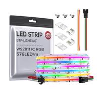 BTF-LIGHTING FCOB COB RGB WS2811 IC Indirizzabile Striscia LED DC24V 5M 576LEDs/M 16W/M 10mm Bianco PCB Inseguimento Colore Flessibile Corda LED IP66 Impermeabile Per Uso Interno(Solo Striscia)