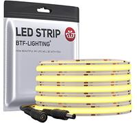 BTF-LIGHTING FCOB COB Striscia LED flessibile ad alta densità uniforme 9W/m 5M DC12V Bianco caldo 3000K CRI 90+ 8mm Larghezza Nastro LED dimmerabile per decorazioni (senza adattatore o controller)