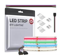 BTF-LIGHTING FCOB FOB RGB+bianco naturale(4000K) Striscia LED flessibile ad alta densità COB RGBNW Striscia LED 3M 896LED/M 2688LEDs DC24V 16W/M IP30 Multicolore per TV Room Party DIY Home Decoration